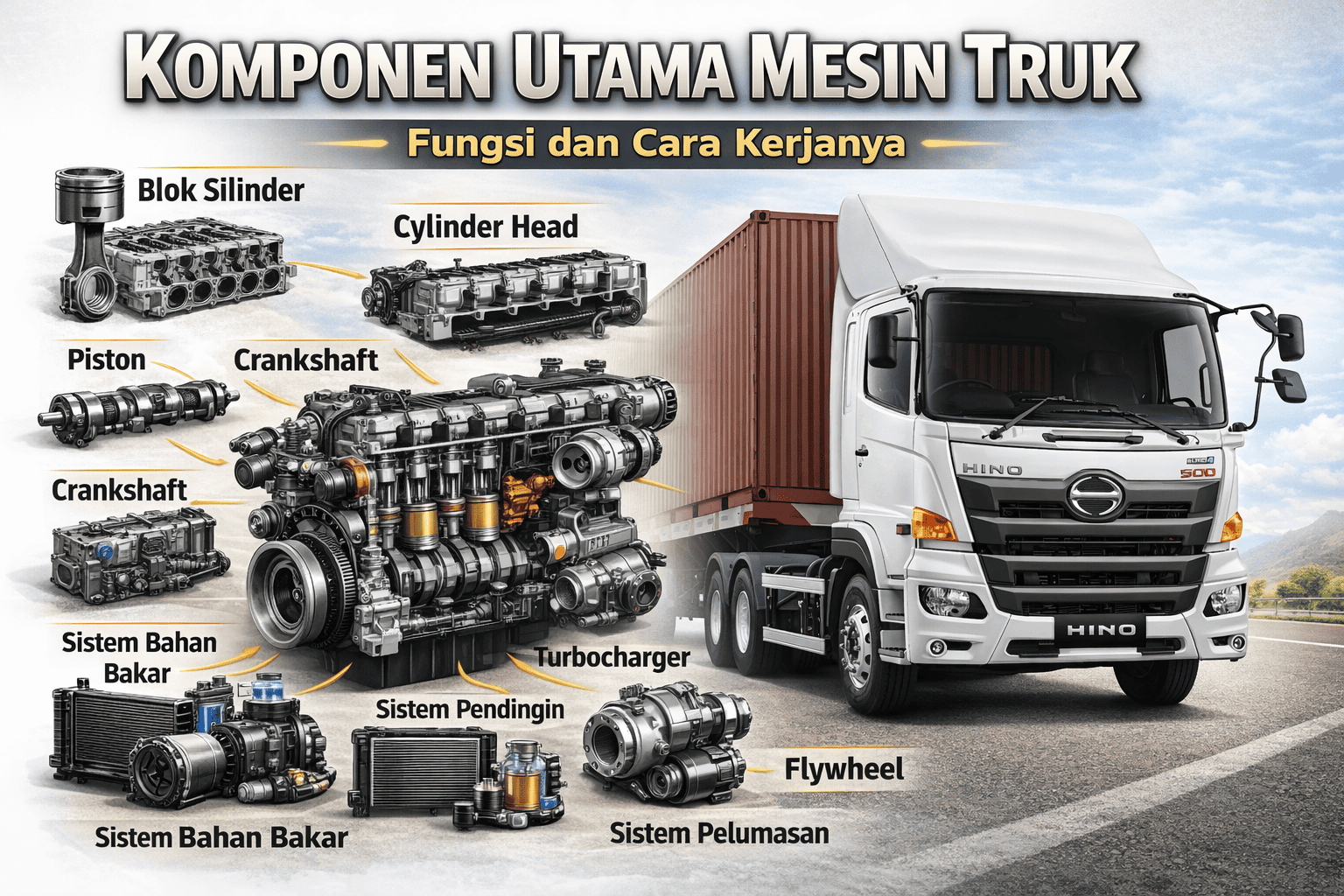 komponen utama mesin truk